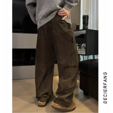 批发咖色裤子男女2025秋冬美拉德穿搭宽松灯芯绒卫裤休闲直筒裤阔腿裤