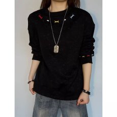 批发刺绣华棉撞色常青树圆领卫衣男女春秋冬<b class='q'>长袖</b>t恤<b class='q'>情侣</b><b class='q'>内</b>搭打底衫