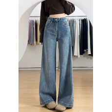 批发通勤休闲个性爆款带钻<b class='q'>镶钻</b><b class='q'>牛仔裤</b>女春秋显瘦宽松时尚拖地<b class='q'>牛仔裤</b>潮