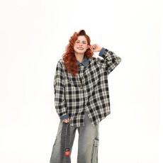 批发秋<b class='q'>冬</b>款磨毛棉格子衬衫女内搭外穿小个子衬衣翻领格纹秋百搭经典款