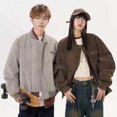 批发<b class='q'>皮衣</b>外套<b class='q'>男</b>女春季美式复古潮流高街宽松机车服飞行员夹克休闲外套