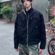 批发帆布洗水棉复合<b class='q'>夹克</b>魔王休闲立领短宽美式工装外套女男情侣款