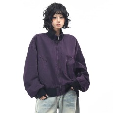 批发原创美式复古做旧水洗棒球服外套男女秋季宽松休闲立领工装<b class='q'>夹克</b>