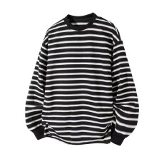 批发潮流ins2026春秋季复古条纹圆领<b class='q'>长袖</b><b class='q'>T</b><b class='q'>恤</b><b class='q'>男</b>女潮牌情侣宽松百搭上衣