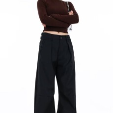 批发美式复古褶皱弯刀西裤宽松垂坠感<b class='q'>休闲</b>微喇cleanfit长裤子潮<b class='q'>男</b>女装