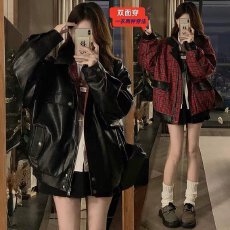 批发PU皮双面穿外套韦爵森上衣服<b class='q'>男</b>女春秋夹克韩版百搭潮棒球服慵懒