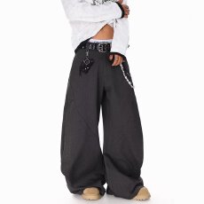 批发原版布料原版做工春季131服饰拼接弯刀西裤女<b class='q'>男</b>宽松阔腿休闲裤