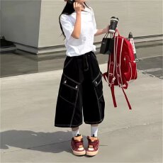 批发<b class='q'>牛仔</b><b class='q'>短裤</b><b class='q'>男</b>女2026夏季新款美式多口袋裤子宽松水洗阔腿七分裤简约