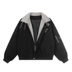 批发美式十字架刺绣翻领夹克男女高街宽松设计感外套潮牌痞帅春秋上衣