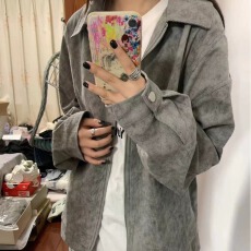 批发2026年春季新款复古水洗做旧工装夹克男女宽松潮牌休闲外套上衣