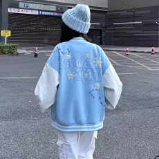 批发夹克龙凤呢350克雪花小马鸽珍珠刺绣棒球服春秋冬外套男女情侣