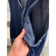 批发大码肌理感大口袋撞色V领休闲牛仔马甲男女夏季日系复古外套潮牌