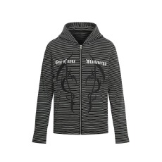 批发美式街头条纹连帽<b class='q'>卫衣</b>女春秋季修身显瘦新款拉链<b class='q'>开衫</b>外套上衣