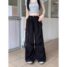 批发美式工装裤女秋季薄款2024新款高腰阔腿宽松<b class='q'>休闲</b><b class='q'>运动</b>嘻哈街舞裤子
