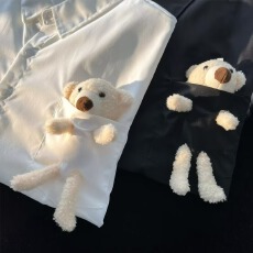 批发公仔小熊短袖<b class='q'>衬衫</b><b class='q'>男</b>女夏季<b class='q'>韩版</b>潮流宽松潮牌cleanfit休闲情侣<b class='q'>衬衣</b>