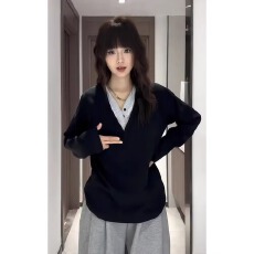 批发MRS Studios TOPLINE康宝莱高端亚麻棉珠片段染纱亨利领长袖罩衫