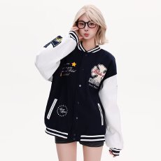 批发2026新款美式复古撞色毛巾绣棒球服外套<b class='q'>男</b>女春秋情侣嘻哈时尚<b class='q'>夹克</b>