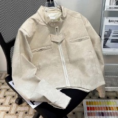 批发美式复古美拉德棕色pu<b class='q'>皮衣</b>夹克外套<b class='q'>女</b>短款2026秋冬新款机车服上衣