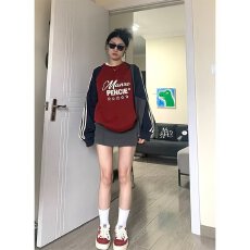 批发2026魔方春秋复古三条杠运动长袖T恤女男<b class='q'>街头</b>宽松休闲圆领上衣潮