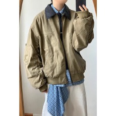 批发新款重工翻领巴恩风外套男女宽松休闲复古多口袋工装情侣夹克秋