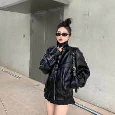 批发美式复古短款<b class='q'>皮衣</b>外套女2026年秋季新款小个子高街<b class='q'>机车</b>pu皮夹克潮