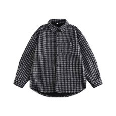 批发春秋款日系复古长袖百搭衬衫<b class='q'>男</b>女学院风小清新宽松细格纹工装衬衣