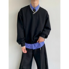 批发日系复古学院风V领麦穗绣花卫衣男女春秋季休闲<b class='q'>宽松</b>内搭情侣外套