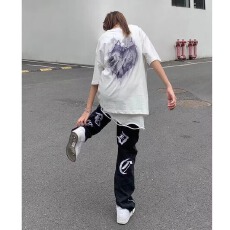 批发刺绣<b class='q'>牛仔裤</b><b class='q'>男</b>女2026高街复古潮牌直筒显瘦休闲百搭侧拉链拖地长裤