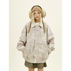 批发灯芯绒复古潮牌pu皮翻领夹克男女美式<b class='q'>街头</b>古着感情侣外套