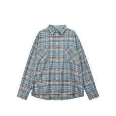 批发美式复古磨毛格纹长袖衬衫男女休闲外套痞帅衬衣外套新款