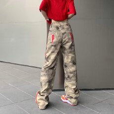 批发纯棉特厚斜纹迷彩潮男品味裤子<b class='q'>女</b>男<b class='q'>工装裤</b>直筒宽松冲锋休闲长裤