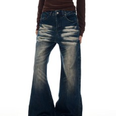 批发水洗做旧猫须微辣<b class='q'>牛仔裤</b>青少年十八先生2026春夏男女长裤休闲裤