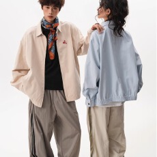 批发2026刺绣翻领夹克男新款秋季<b class='q'>街头</b>宽松情侣装潮牌外套女