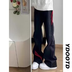 批发美式复古条纹阔腿长裤男女春秋潮牌休闲宽松高街<b class='q'>牛仔裤</b>百搭直筒裤