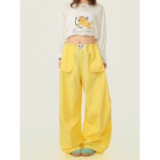 辣到中暑美式辣妹嘻哈街舞风多巴胺系带速干阔腿裤宽松垂坠感长裤