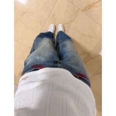 批发美式复古刺绣<b class='q'>钉珠</b>水洗做旧<b class='q'>牛仔裤</b>女春秋宽松显瘦阔腿直筒拖地长裤