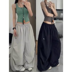 批发塔丝隆加密原版1:1速干女<b class='q'>春</b>夏新款宽松运动休闲阔腿束脚工装裤