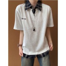 批发250克曼巴棉<b class='q'>假两件</b>简皓卫衣女男夏季刺绣薄款polo短长袖<b class='q'>上衣</b>服