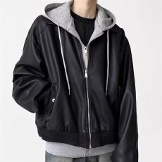 批发气质假两件<b class='q'>皮衣</b>夹克外套<b class='q'>男</b>女春季2026年新款机车风防风外套上衣