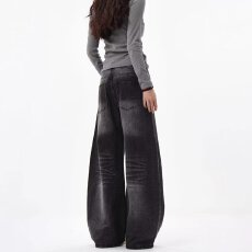 批发2026美式复古小众设计猫须水洗宽松阔腿<b class='q'>牛仔裤</b>高级垂感直筒男女