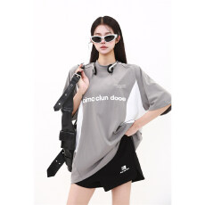 批发拼色<b class='q'>气质</b>球衣短袖t恤男女凉感运动骑行速干上衣情侣宽松训练衣服