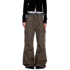 批发铆钉多口袋褶皱水洗工装裤<b class='q'>男</b>女褶皱宽松阔腿伞兵裤潮牌长裤子新款