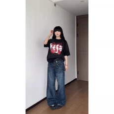 批发NECOYEP 美式高街人像印花短袖T恤男女夏季潮牌宽松百搭<b class='q'>打底衫</b>