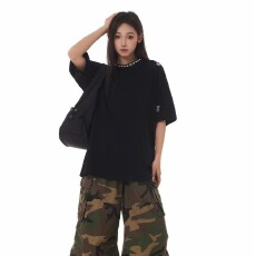 批发新款民族复古几何项链<b class='q'>潮牌</b>正肩修身短袖<b class='q'>T</b><b class='q'>恤</b>女男夏季国潮情侣上衣