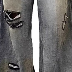 批发带围裙破洞巴鲁米牛仔裤<b class='q'>女</b>2026春夏宽松阔腿拖地裤高街风长裤子