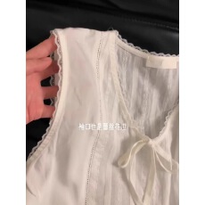 批发法式白色蕾丝无袖背心衬衫连衣裙子<b class='q'>女</b>夏季2026新款小个子气质短裙