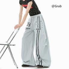 批发户外字母印花休闲裤男女夏复古轻薄透气运动长裤<b class='q'>潮</b>牌宽松阔腿裤子