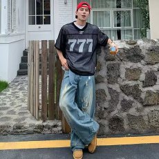 批发复古球衣宽松短袖T恤2026夏季新款高街美式半袖运动上衣<b class='q'>潮</b>