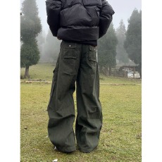 批发美式暗黑机能风多口袋工装裤挂链装饰高街宽松阔腿男女潮酷<b class='q'>休闲裤</b>