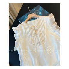 批发高级感新中式重工提花<b class='q'>刺绣</b>连衣裙女夏季白色温柔风小飞袖减龄长裙